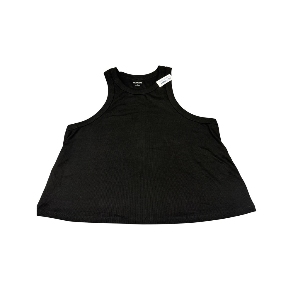 Old Navy Womens 3X Black Ribbed High Neck Tank Top Sleeveless Cotton Blend NWT
